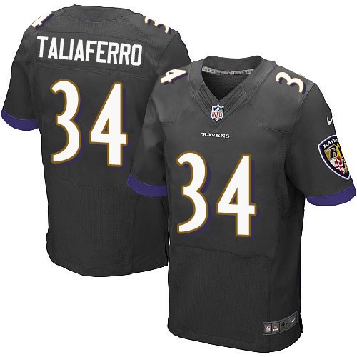 Men's Elite Lorenzo Taliaferro Nike Jersey Black Alternate - #34 NFL Baltimore Ravens